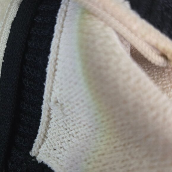 St. John Caviar Jacket Cream Black Santana Knit Full Zip 3/4 Sleeve Size 2 - Picture 7 of 8